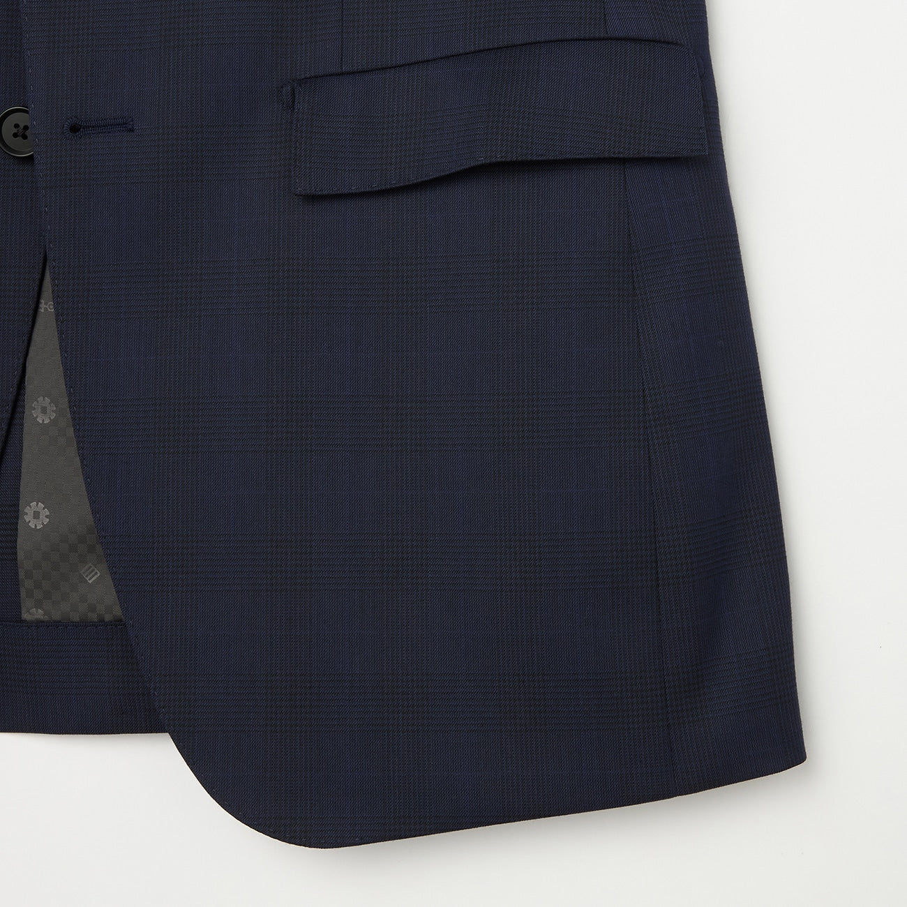 Wool Blend Glen-plaid Suit - Navy - Image 5