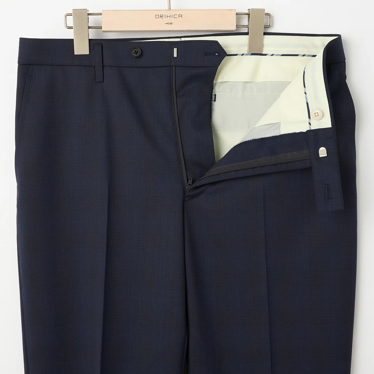 Wool Blend Glen-plaid Suit - Navy - Image 9