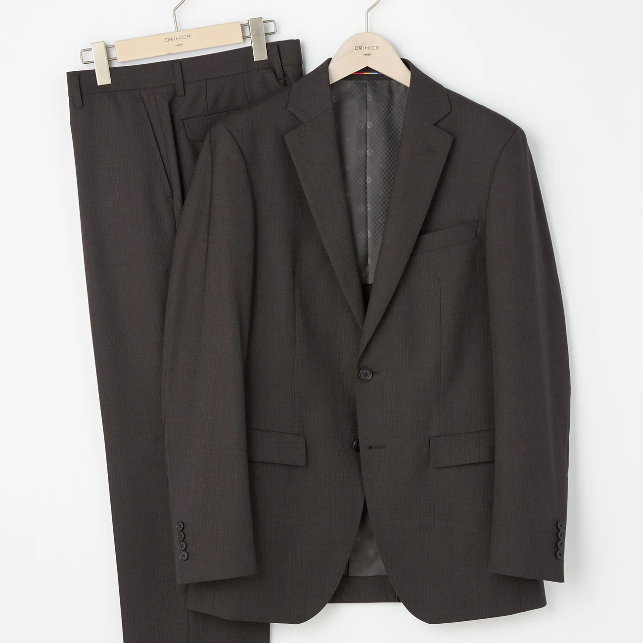 Wool Blend Pinhead Suit - Brown