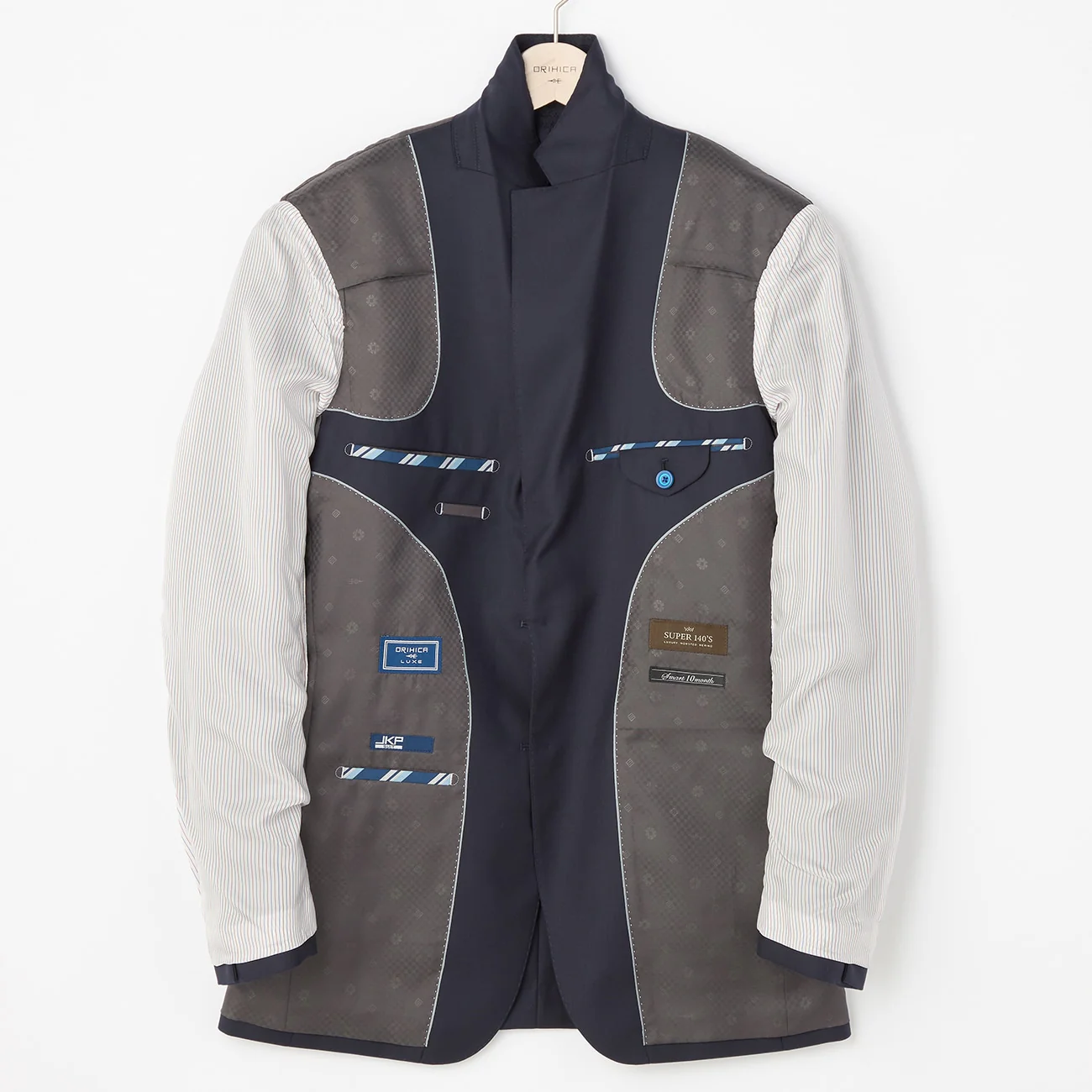 LUXE Line Super 140's Wool Suit - Navy - Image 6