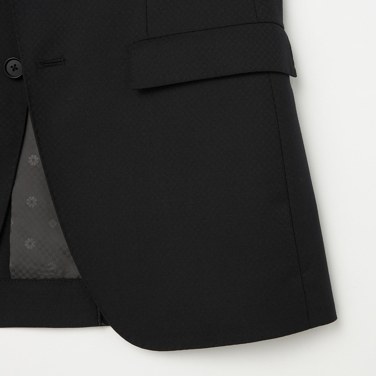 Wool Blend Textured Solid Suit - Black - Image 5