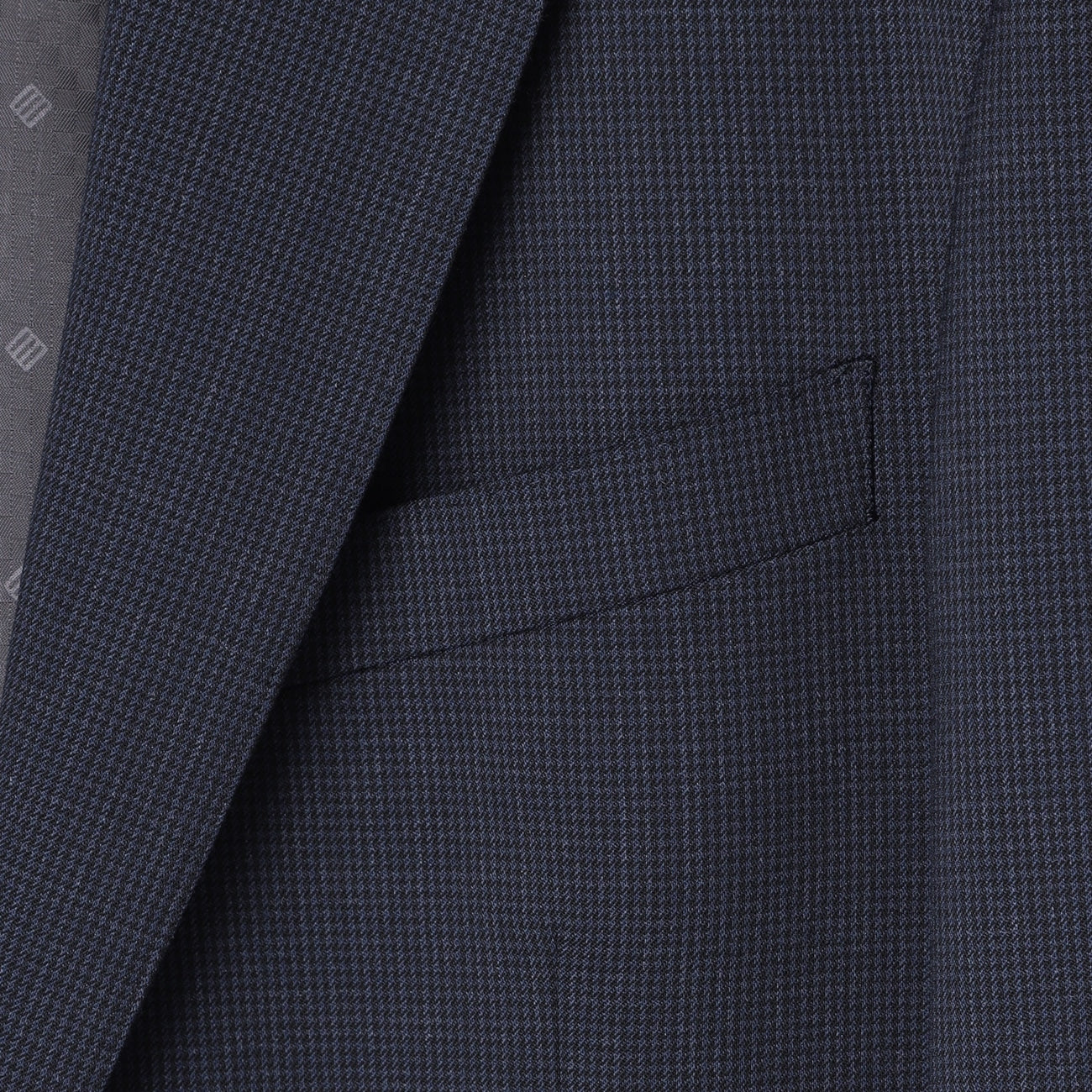 Wool Blend Houndstooth Suit - Navy - Image 3