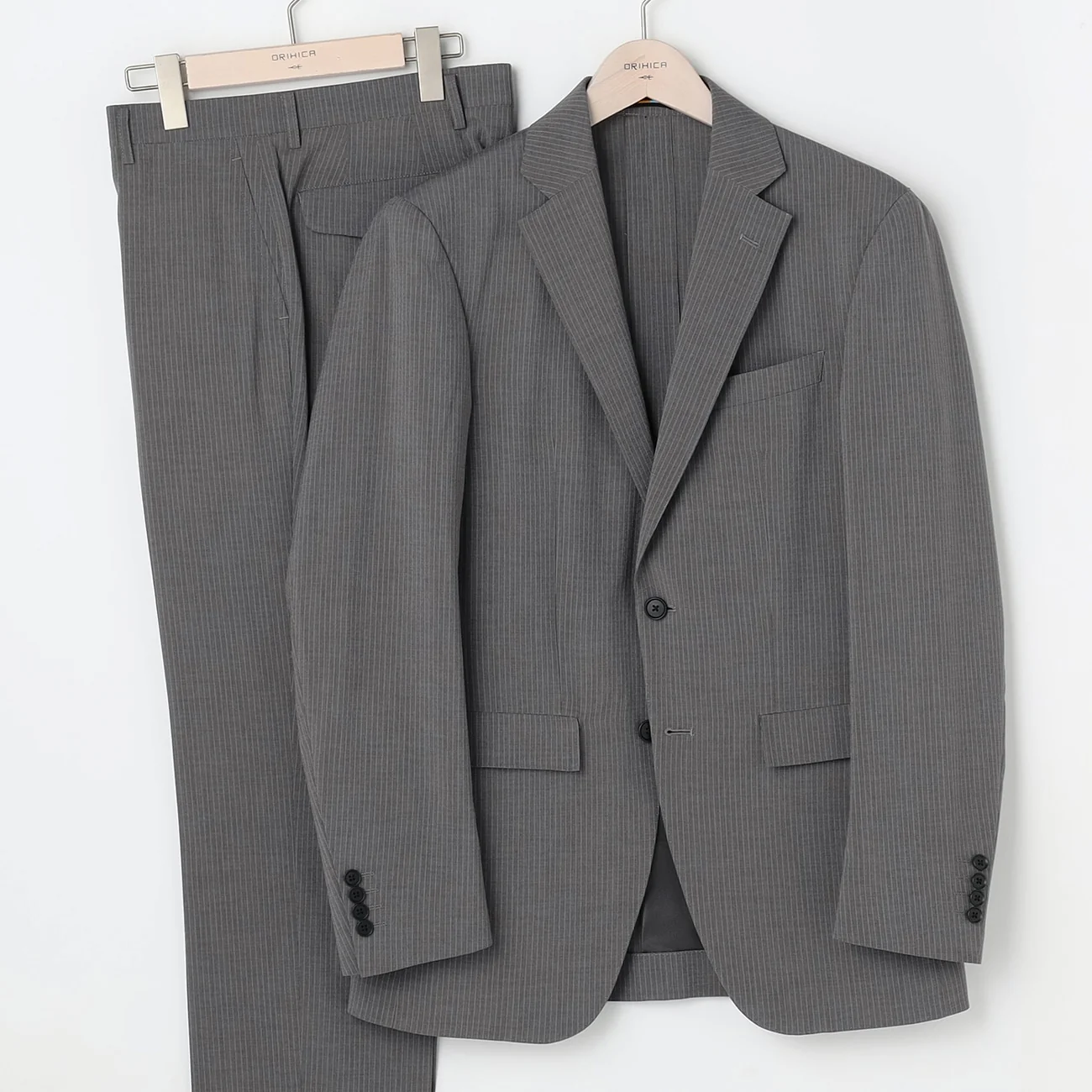 High Breathability Pinstripe Suit - Light Gray