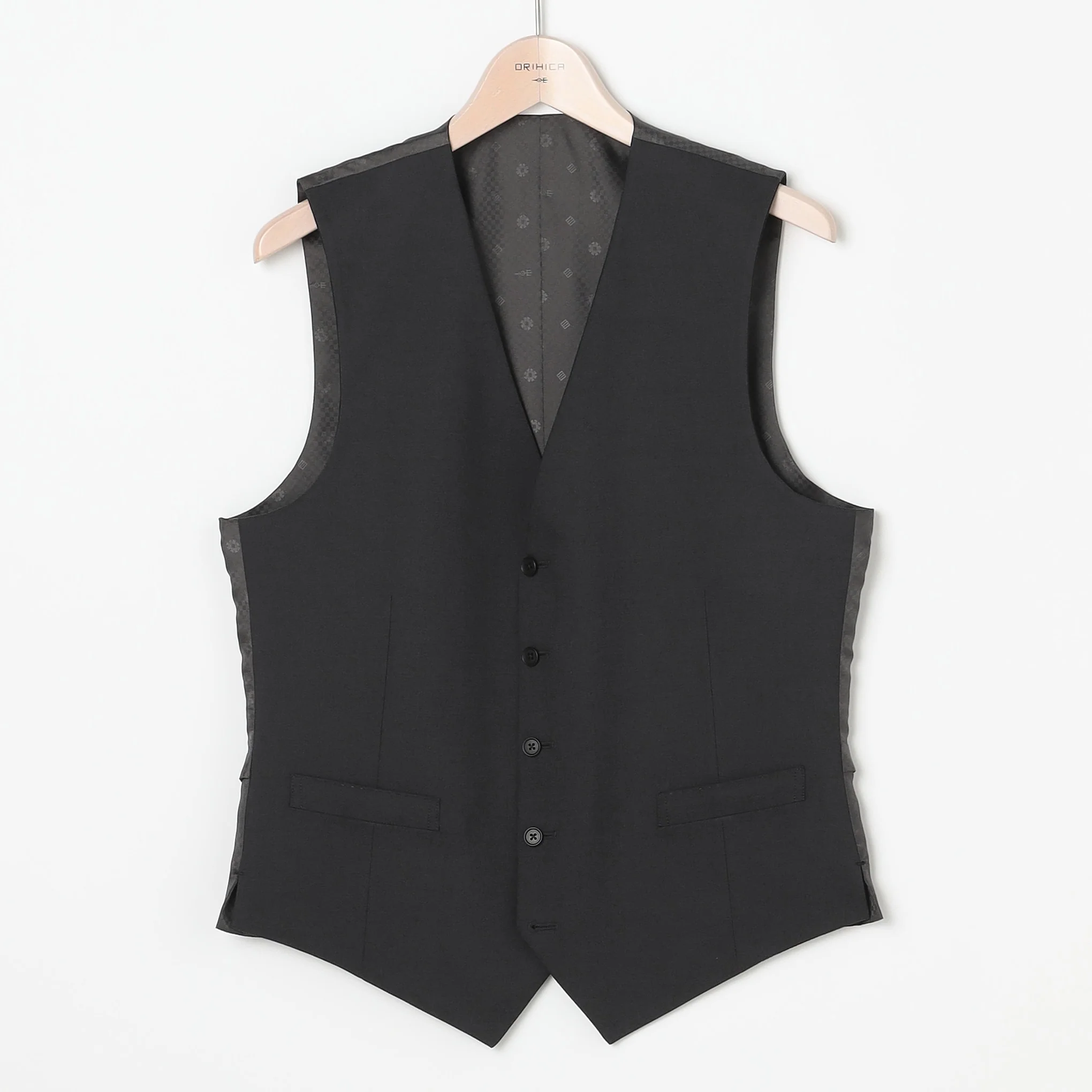 Wool Blend 3-Piece Shadow Stripe Suit with Side Adjusters - Black - Image 15