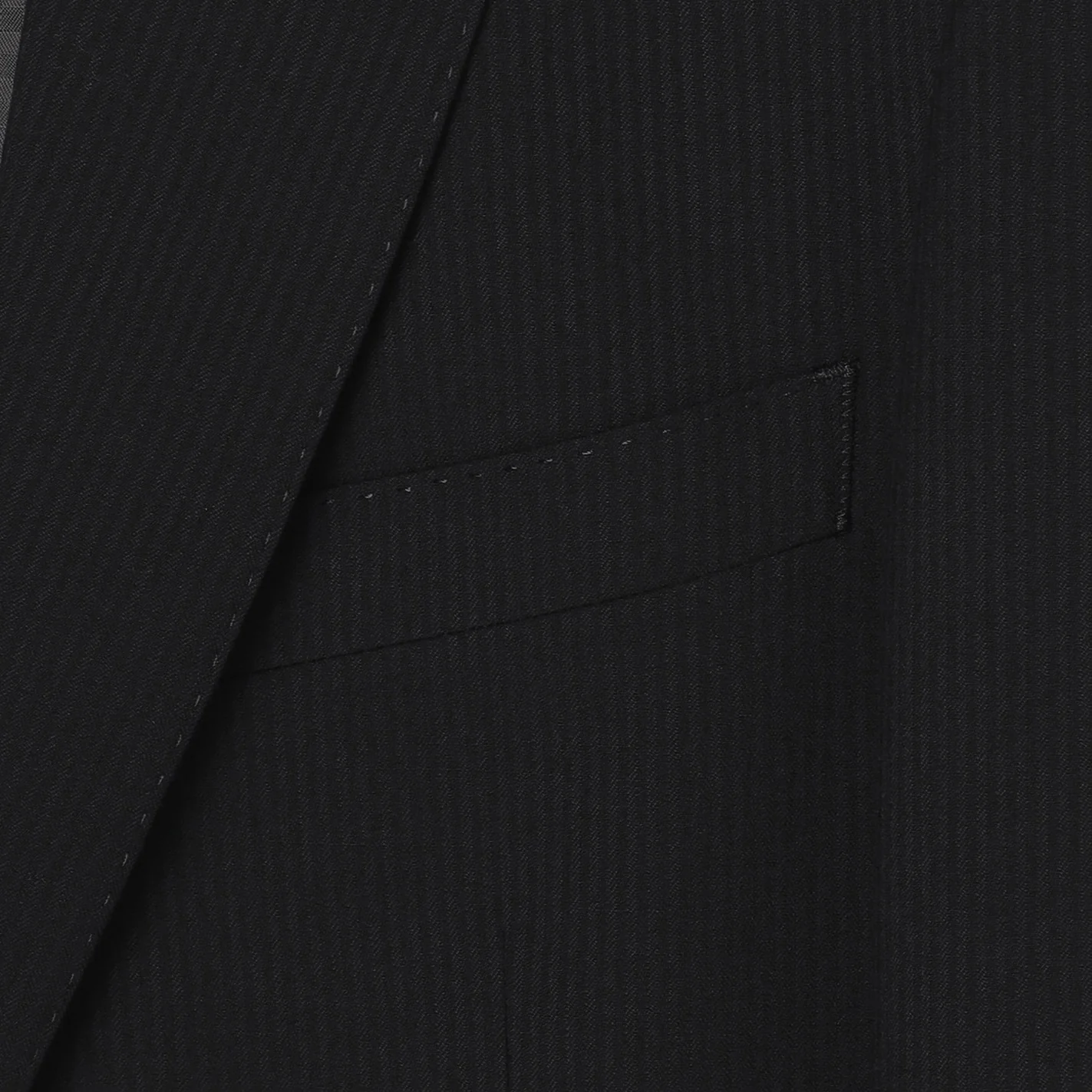 Wool Blend 3-Piece Shadow Stripe Suit with Side Adjusters - Black - Image 4