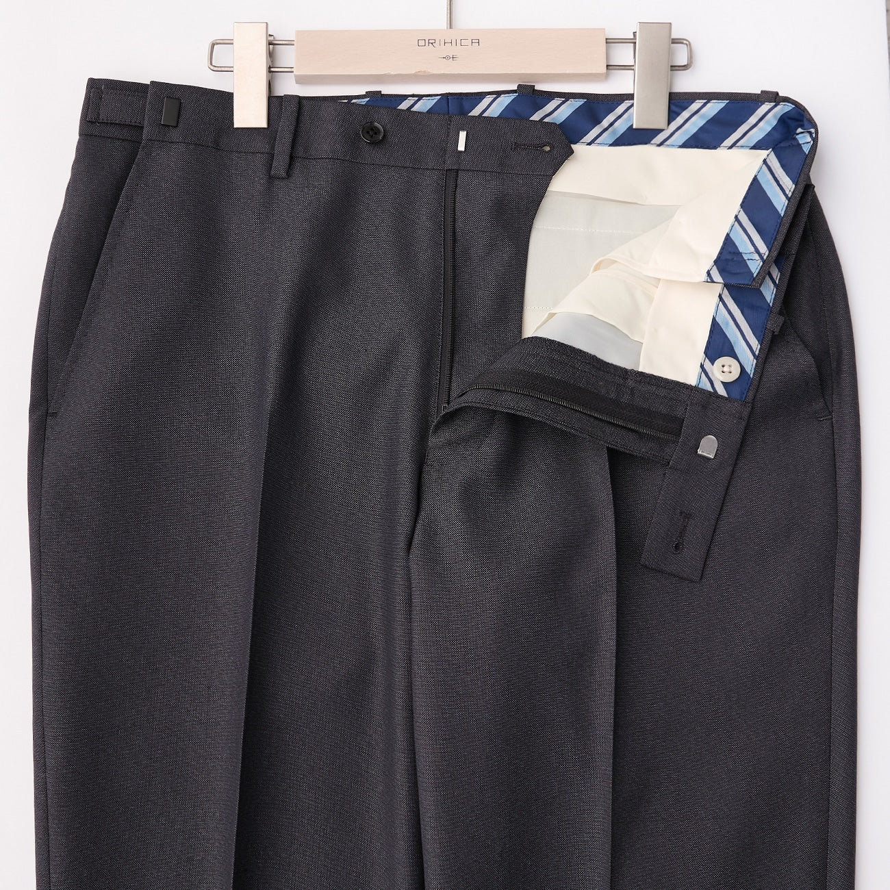 Wool Blend 2-Button Suit with Side Adjusters - Charcoal Gray - Image 10