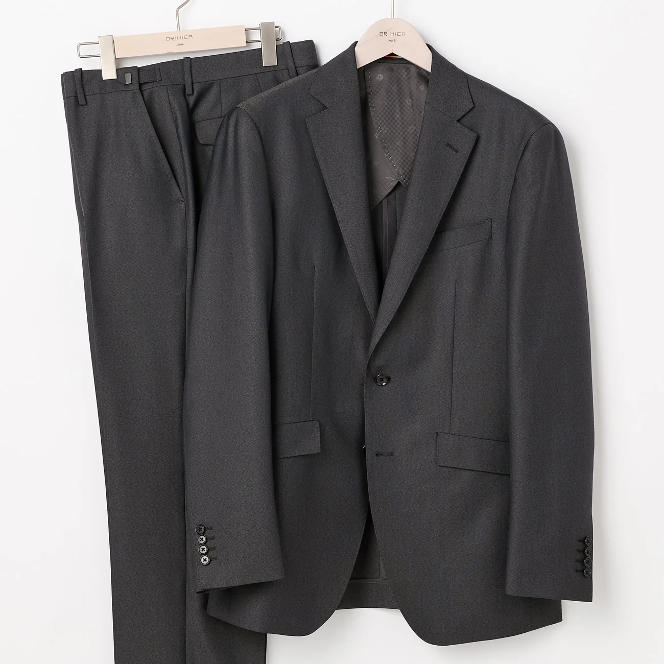 Wool Blend 2-Button Suit with Side Adjusters - Charcoal Gray - Image 2