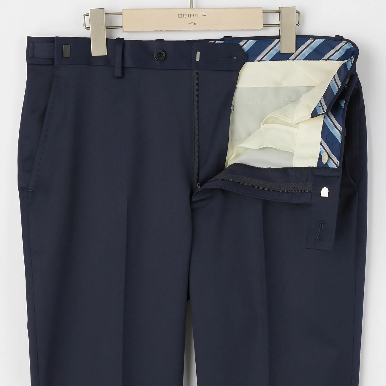 Wool Blend Venetian 2-Button Suit with Side Adjusters - Navy - Image 10
