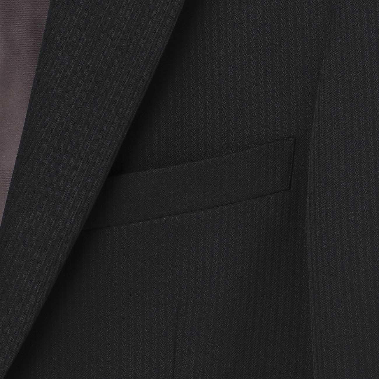 Washable Shadow Stripe 2-Button Suit - Black - Image 4