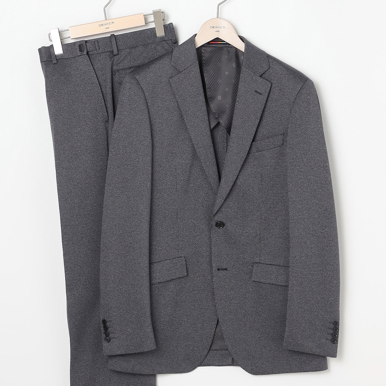 Washable Stretch Stretch Houndstooth Suit with Adjuster - Medium Gray - Image 2