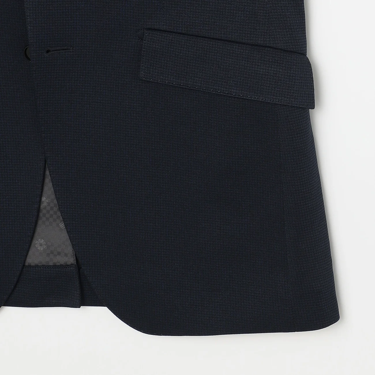 Washable Stretch Stretch Houndstooth Suit with Adjuster - Navy - Image 8