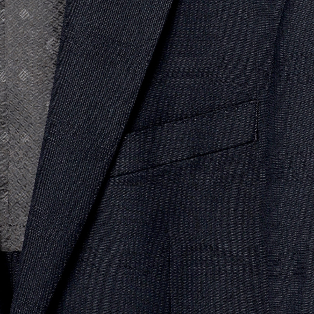 Check Wool Blend 3-Piece Suit with Side Adjuster - Navy - Image 10