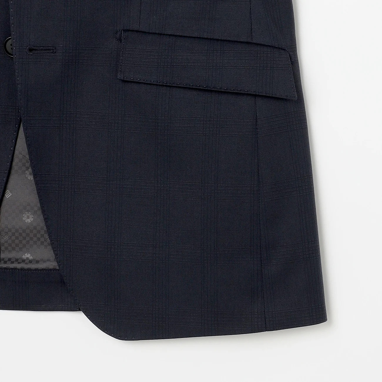 Check Wool Blend 3-Piece Suit with Side Adjuster - Navy - Image 12