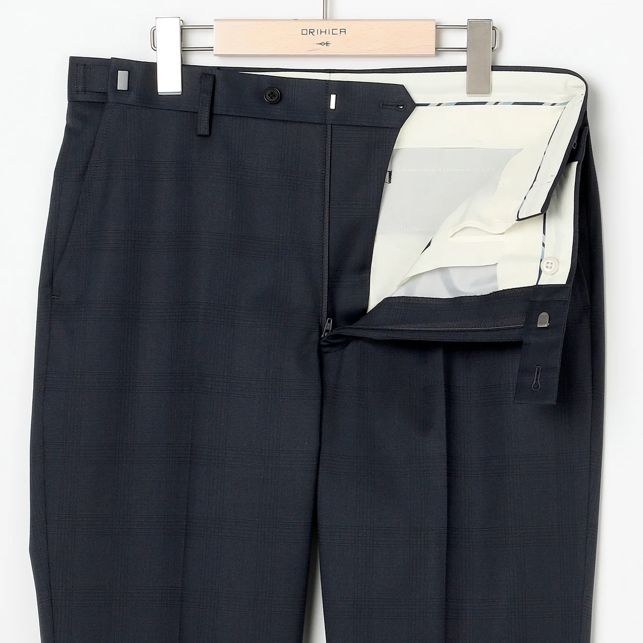 Check Wool Blend 3-Piece Suit with Side Adjuster - Navy - Image 16