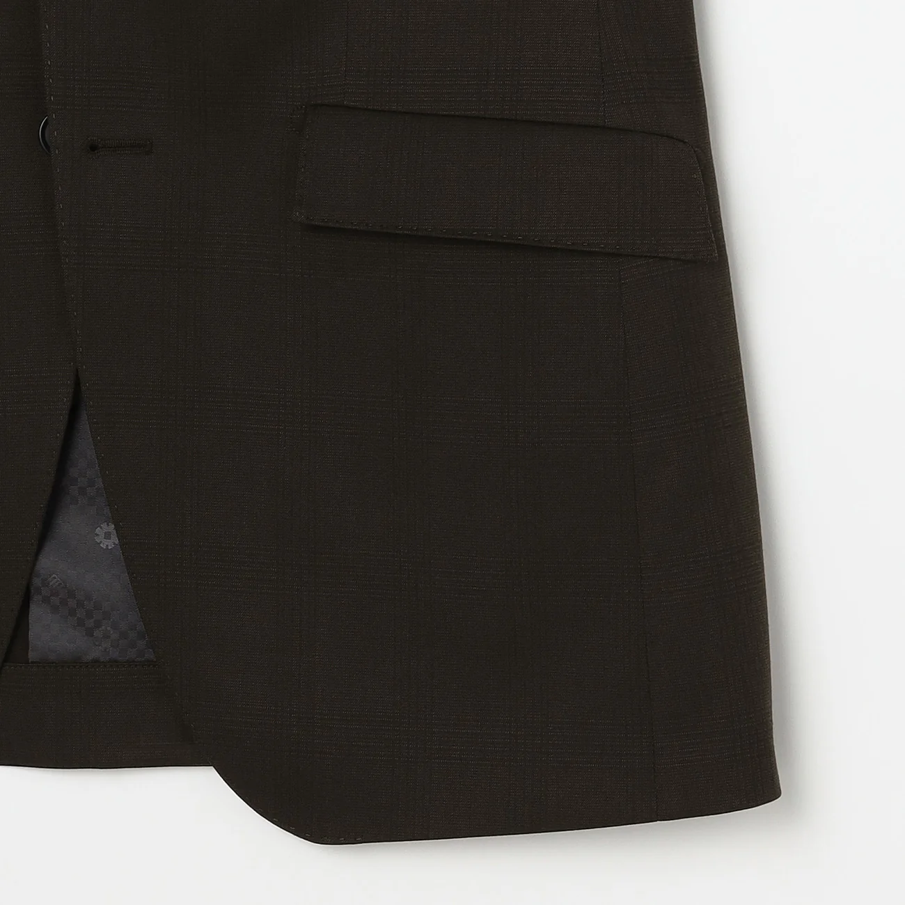 Check Wool Blend 3-Piece Suit with Side Adjuster - Brown - Image 12