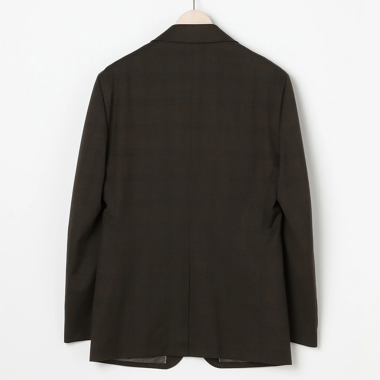 Check Wool Blend 3-Piece Suit with Side Adjuster - Brown - Image 9