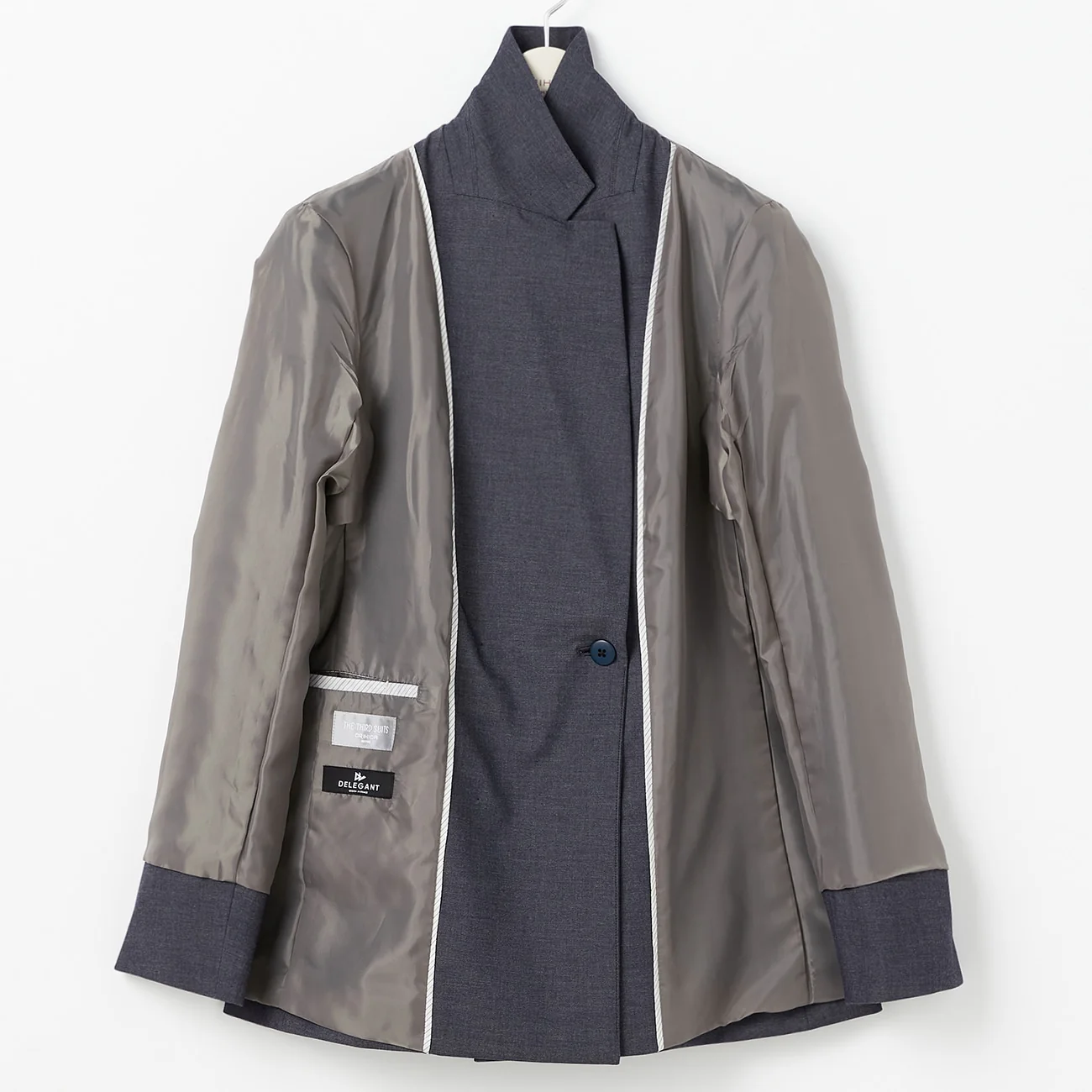 THE THIRD SUITS Denim-Like Double-Breasted Jacket - Navy - Image 12