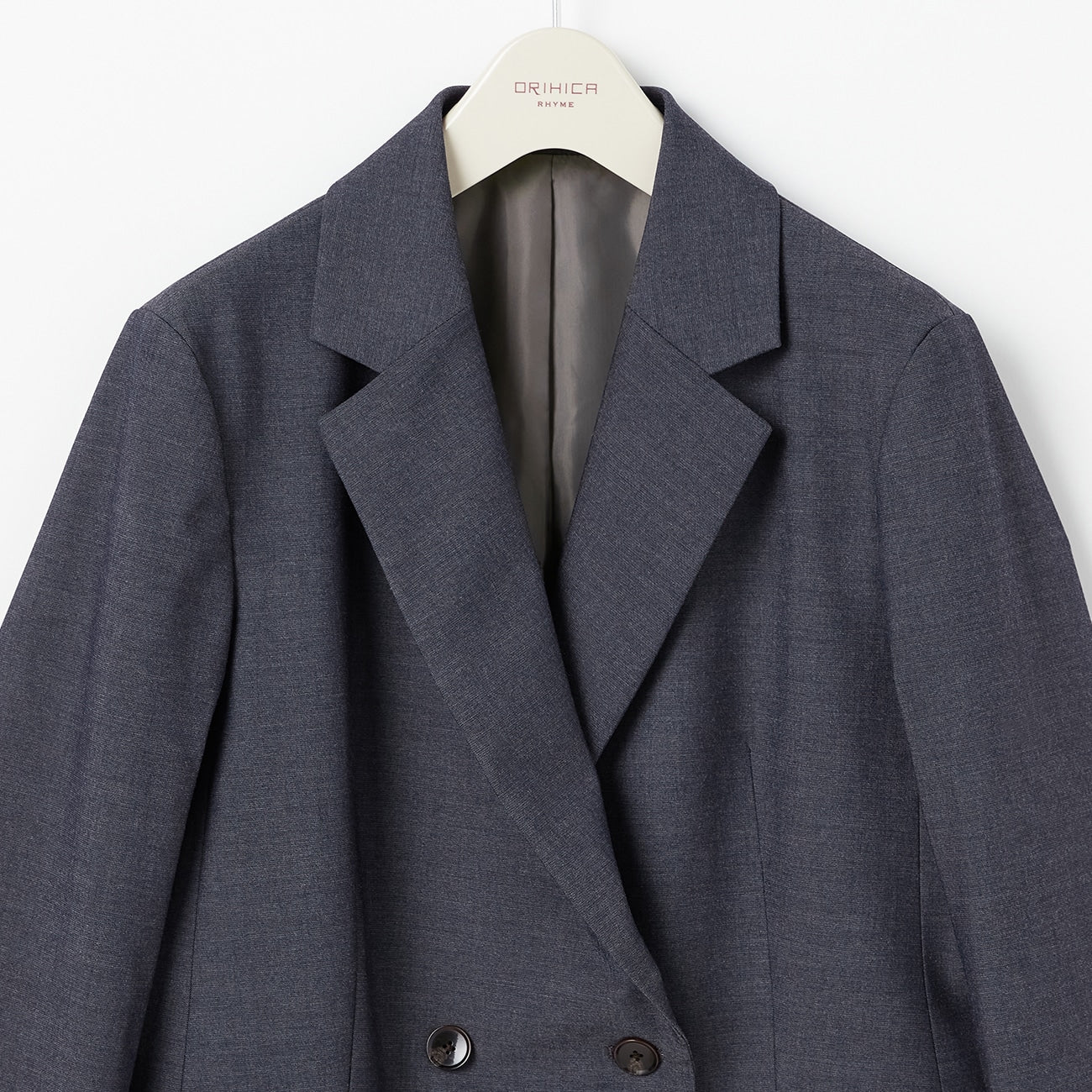 THE THIRD SUITS Denim-Like Double-Breasted Jacket - Navy - Image 9