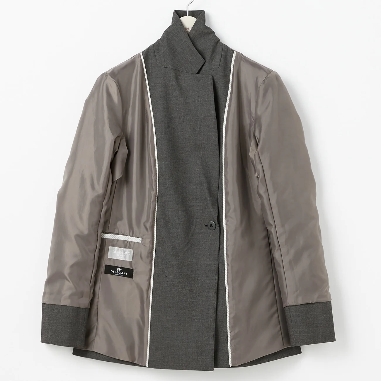 THE THIRD SUITS Chambray Double-Breasted Jacket - Medium Gray - Image 12
