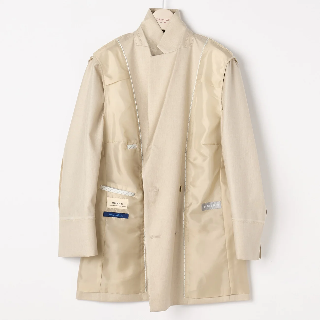 THE THIRD SUITS Linen-like Double Breasted Jacket - Beige - Image 6