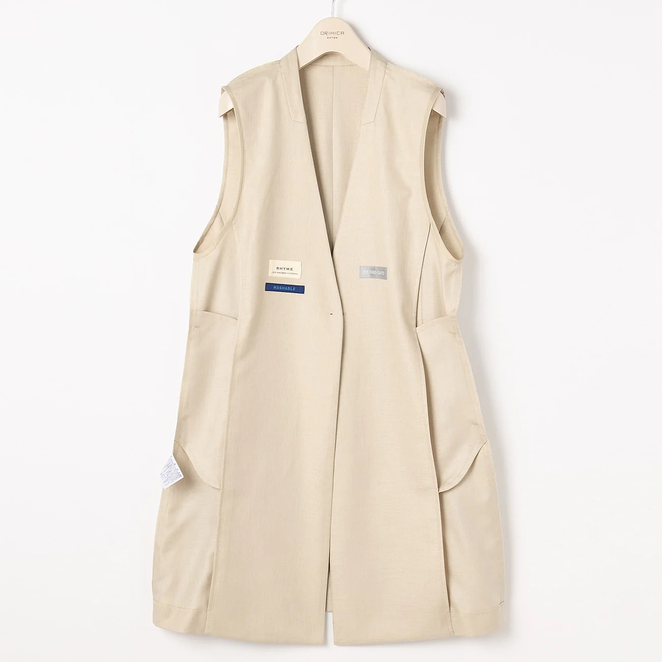 THE THIRD SUITS Linen-like Long Vest - Beige - Image 6