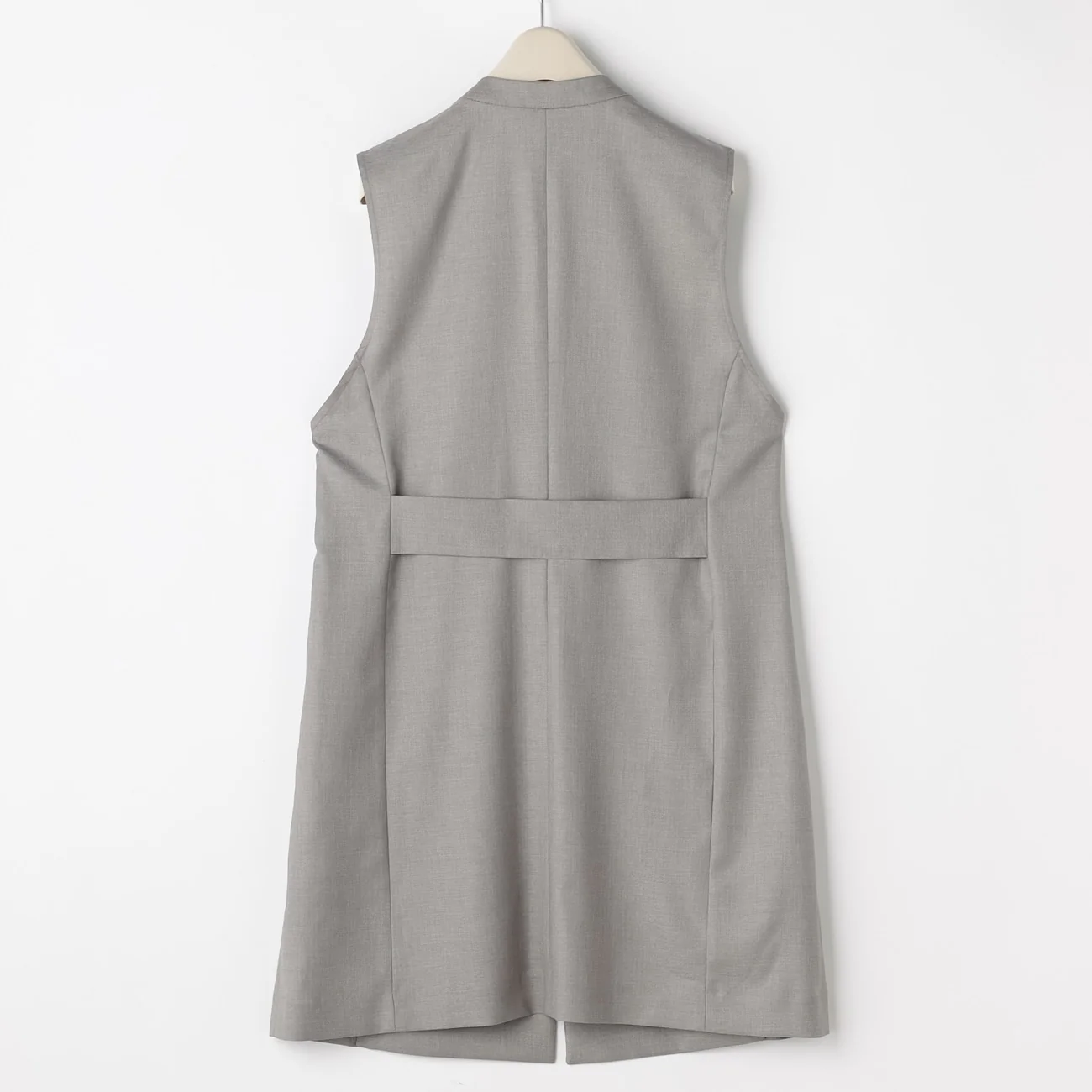 THE THIRD SUITS Linen-like Long Vest - Light Gray - Image 2