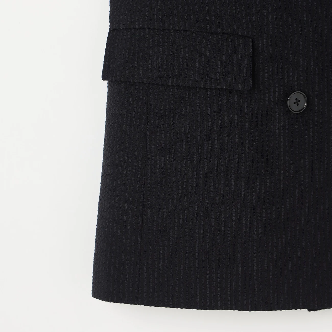 THE THIRD SUITS Seersucker Double Breasted Jacket - Navy - Image 4