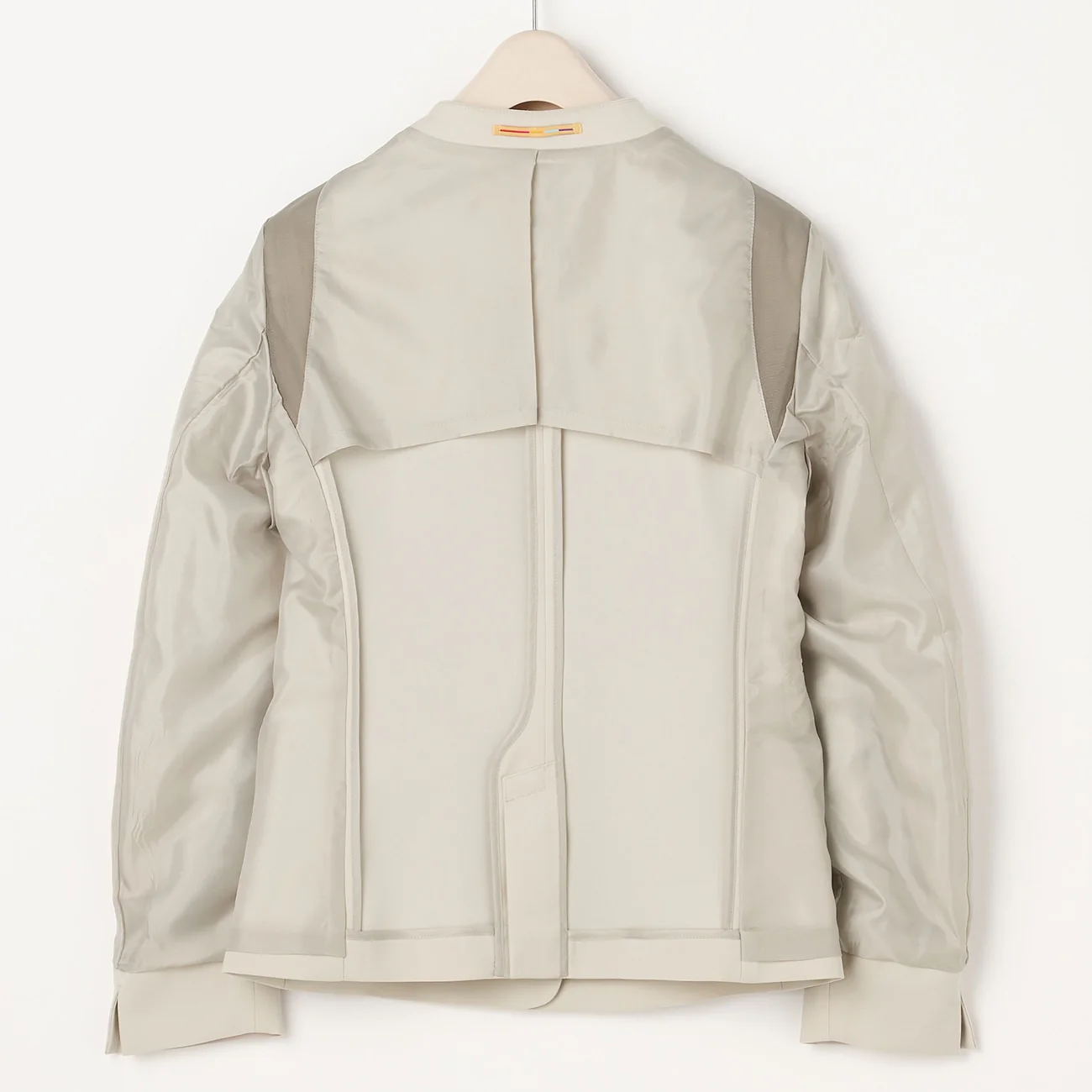 THE THIRD SUITS Double Cloth Collarless Jacket - Beige - Image 14