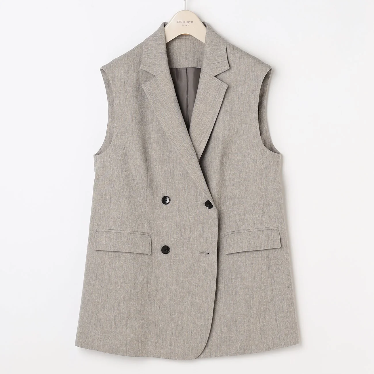THE THIRD SUITS Shark Skin Double Breasted Vest - Beige