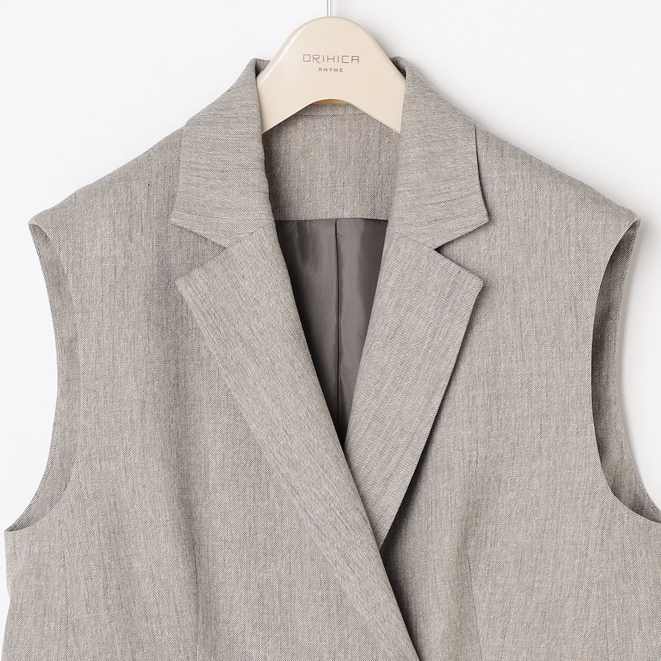 THE THIRD SUITS Shark Skin Double Breasted Vest - Beige - Image 3