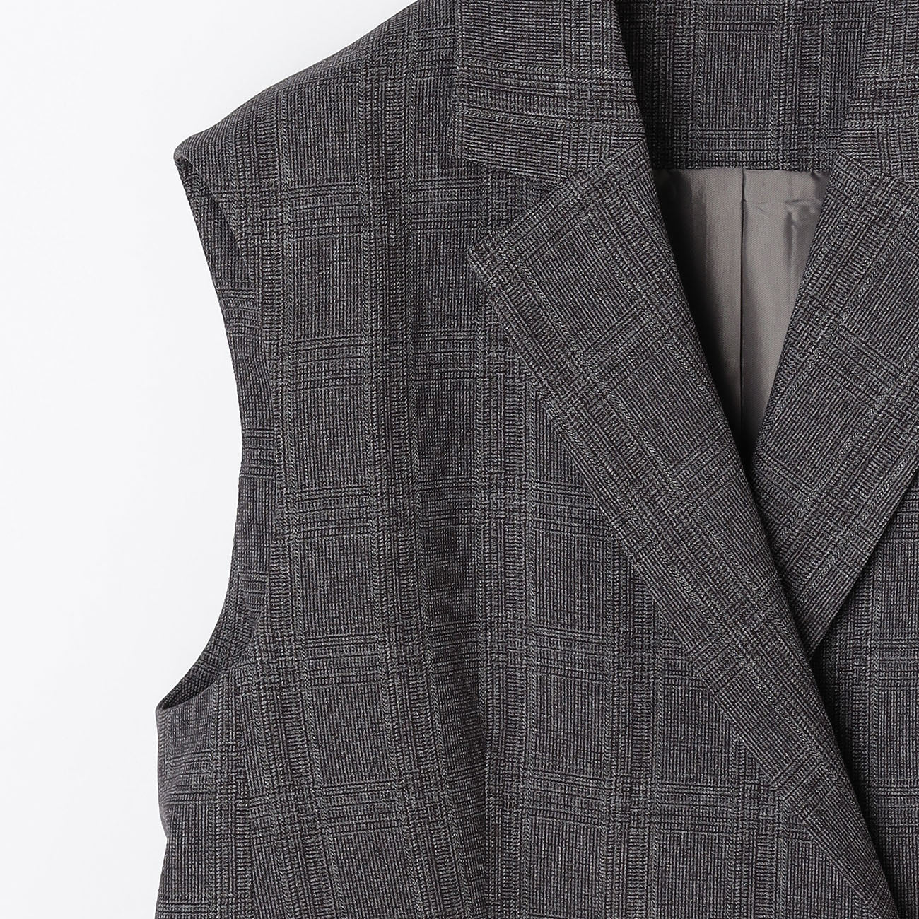 THE THIRD SUITS Check Double Breasted Vest - Medium Gray - Image 4