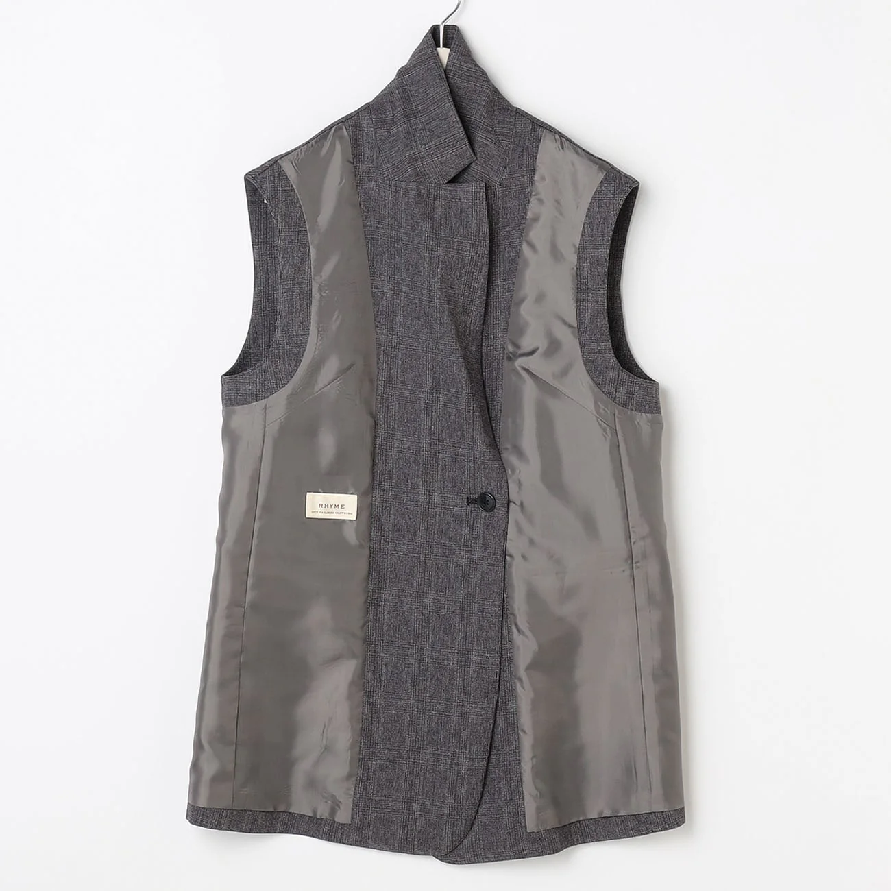 THE THIRD SUITS Check Double Breasted Vest - Medium Gray - Image 6