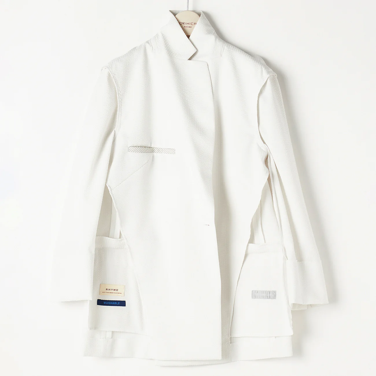 THE THIRD SUITS Seersucker Double Breasted Jacket - White - Image 6