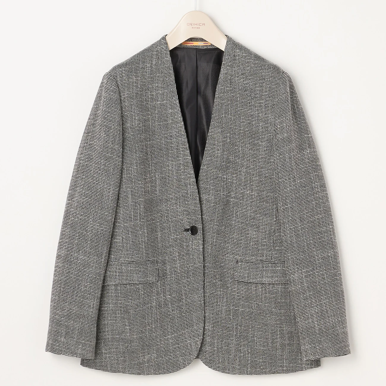 THE THIRD SUITS Leno Weave Collarless Long Jacket - Image 17