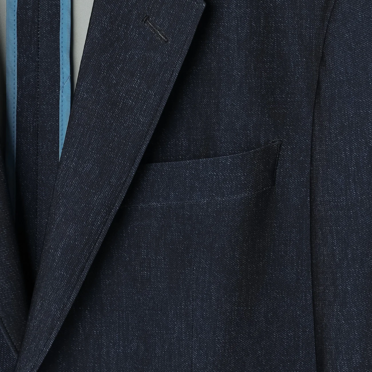 Japanese Fabric BIZSPO Print Denim-Like Suit Jacket - Navy - Image 5