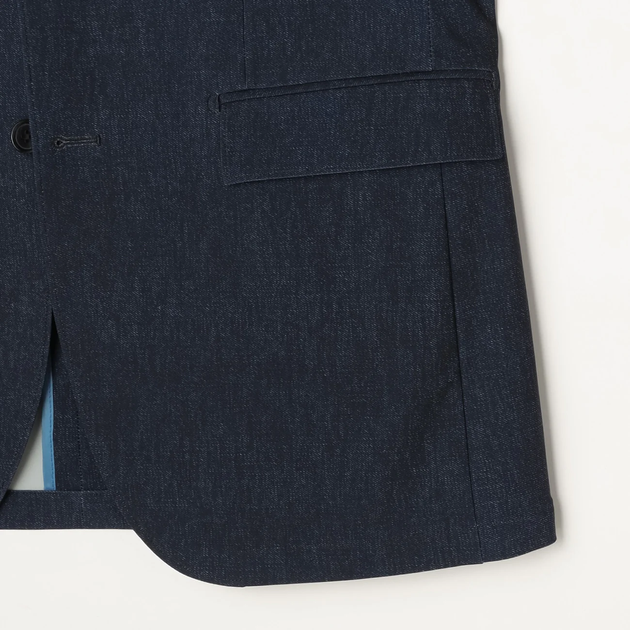 Japanese Fabric BIZSPO Print Denim-Like Suit Jacket - Navy - Image 7
