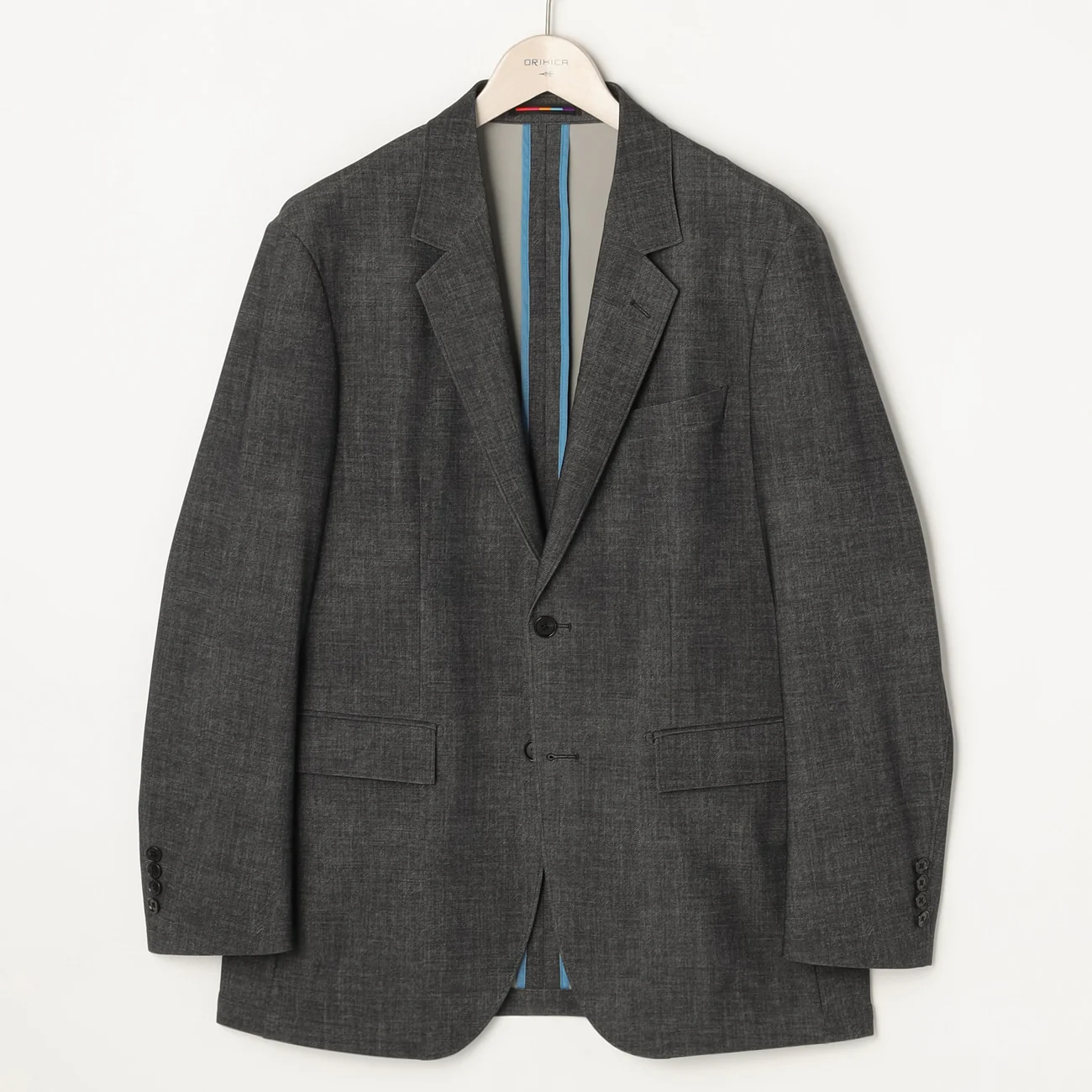 Japanese Fabric BIZSPO Print Denim-Like Suit Jacket - Charcoal Gray - Image 3