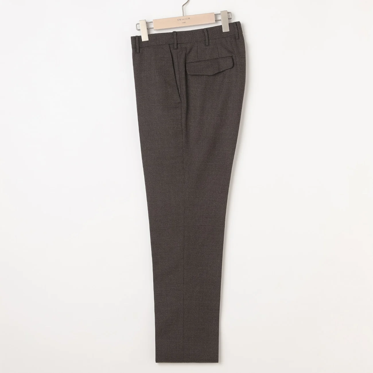 Houndstooth Milled Wool Pants - Brown - Image 5