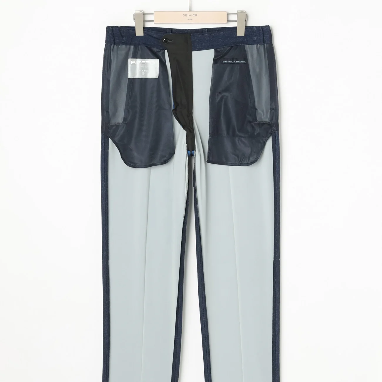 Japanese Fabric BIZSPO Print Denim-Like Suit Pants - Navy - Image 6