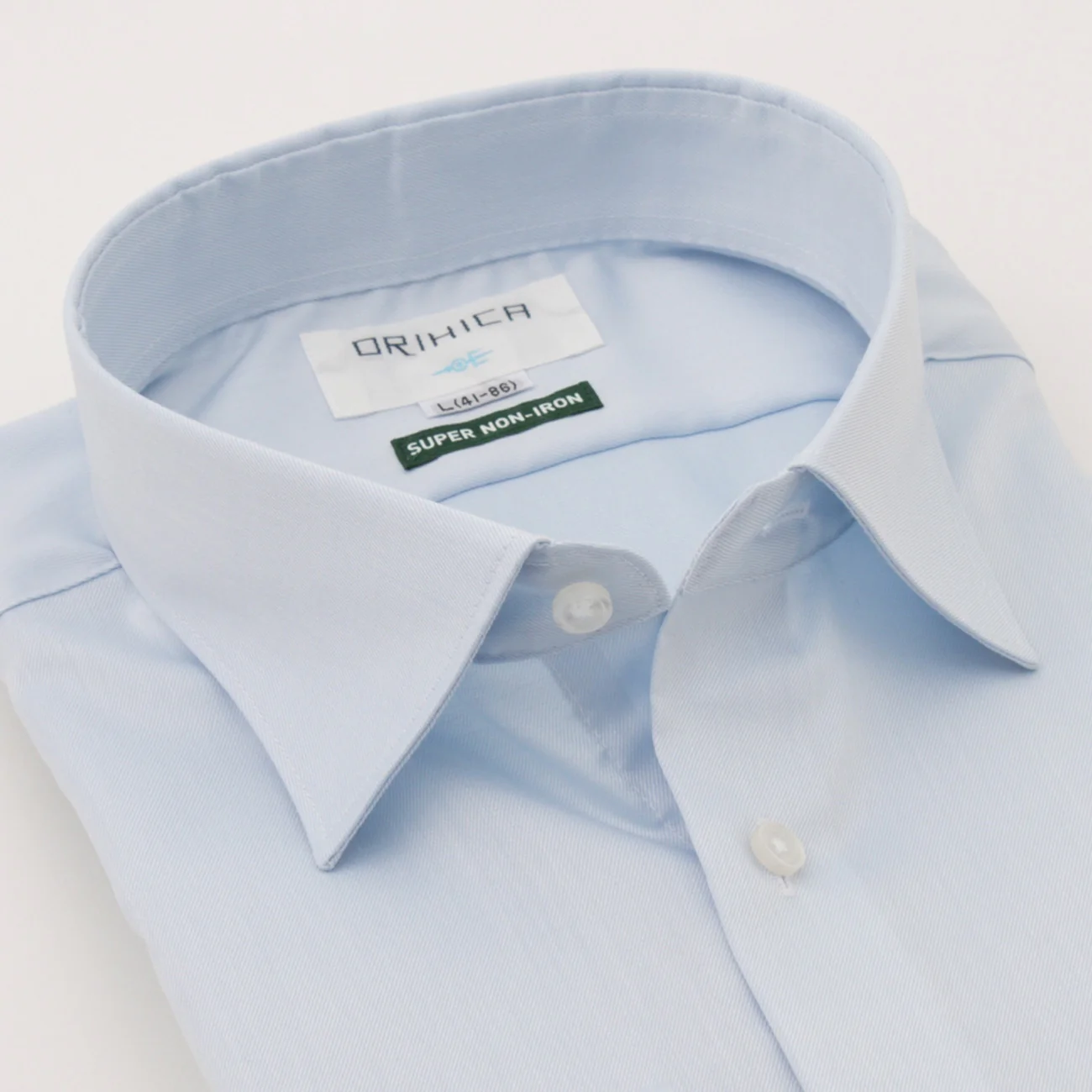 Super Non-Iron Cotton Spread Collar Shirt - Blue - Image 2