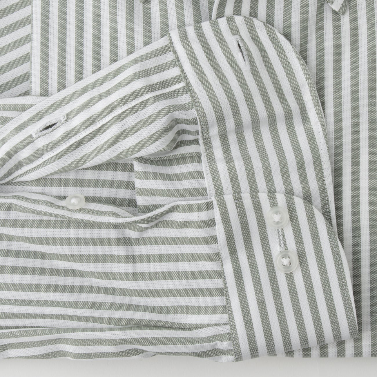 Super Cool Non-Iron Linen Blend Button-Down Striped Shirt - Khaki - Image 4