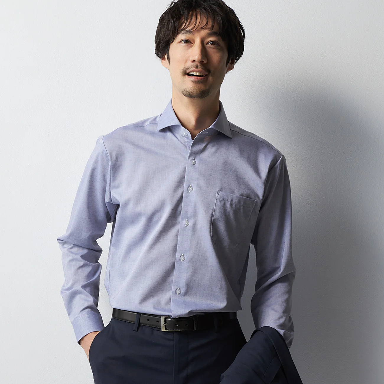 Super Cool Non-Iron Linen Blend Cutaway Shirt - Blue