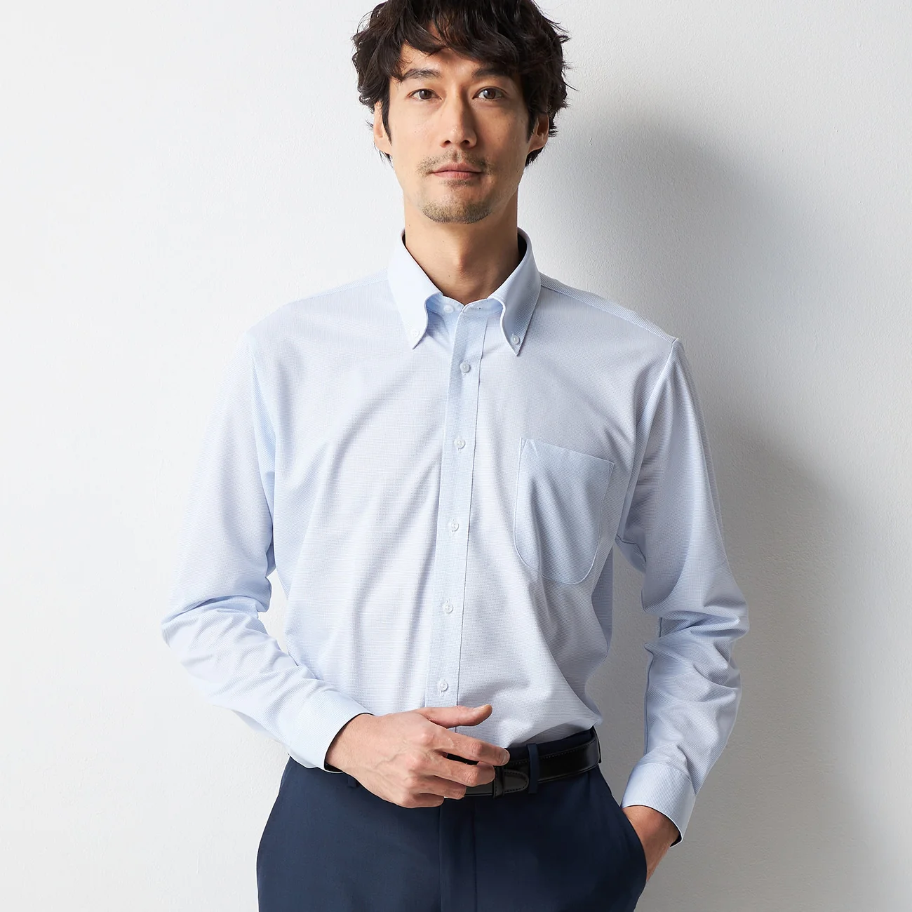 Super Non-Iron Stretch Button-Down Shirt - Navy - Image 2