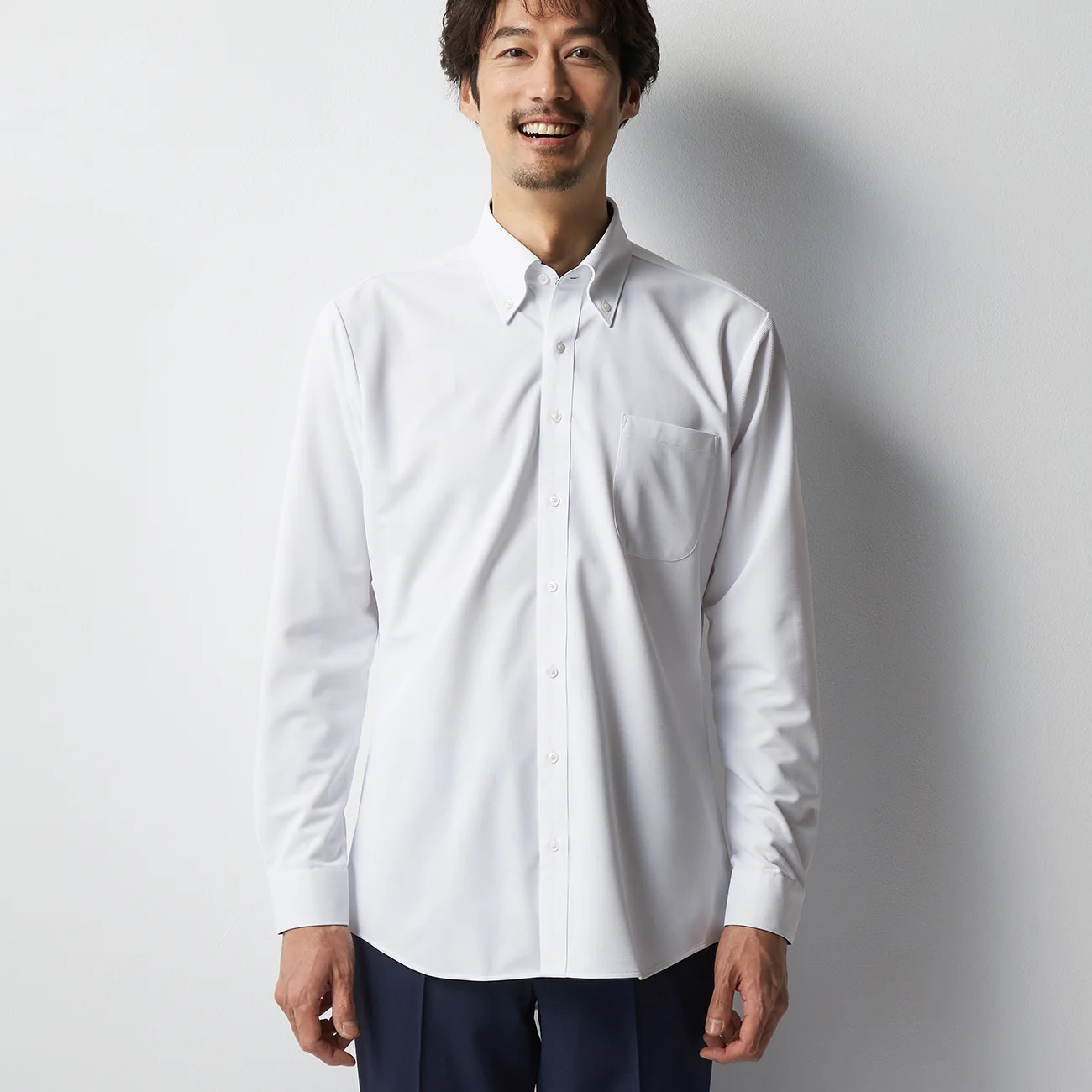 Super Non-Iron DRY×DRY Button-Down Shirt - White - Image 3