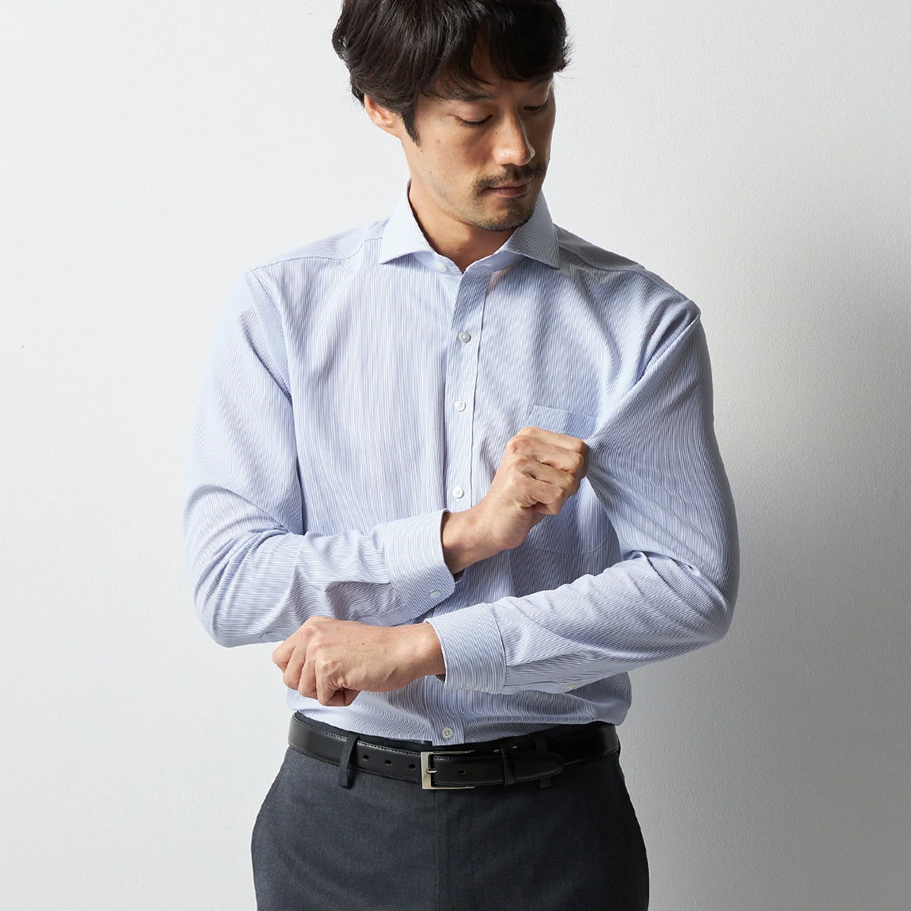 Super Non-Iron Stretch Stripe Cutaway Shirt - Navy