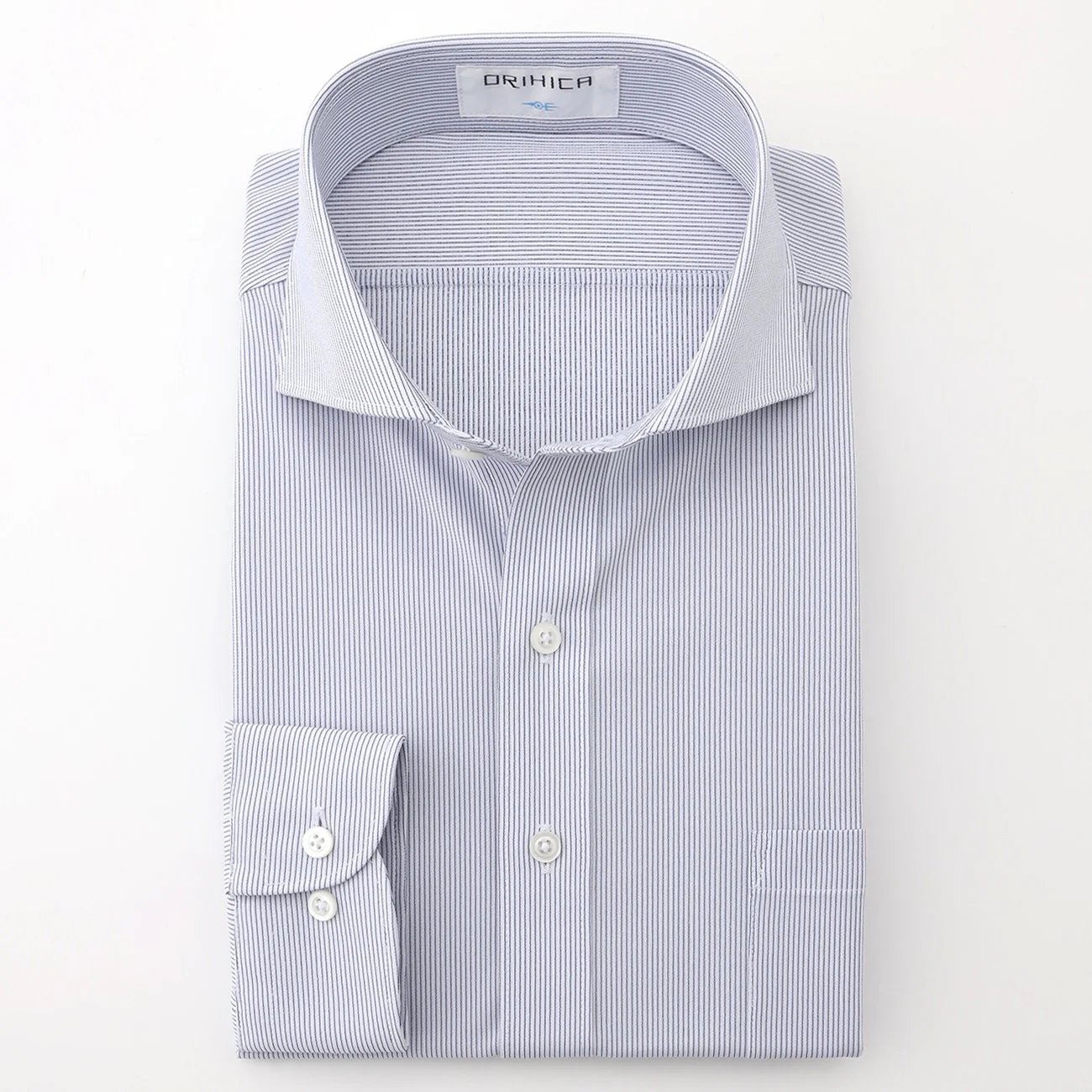 Super Non-Iron Stretch Stripe Cutaway Shirt - Navy - Image 5