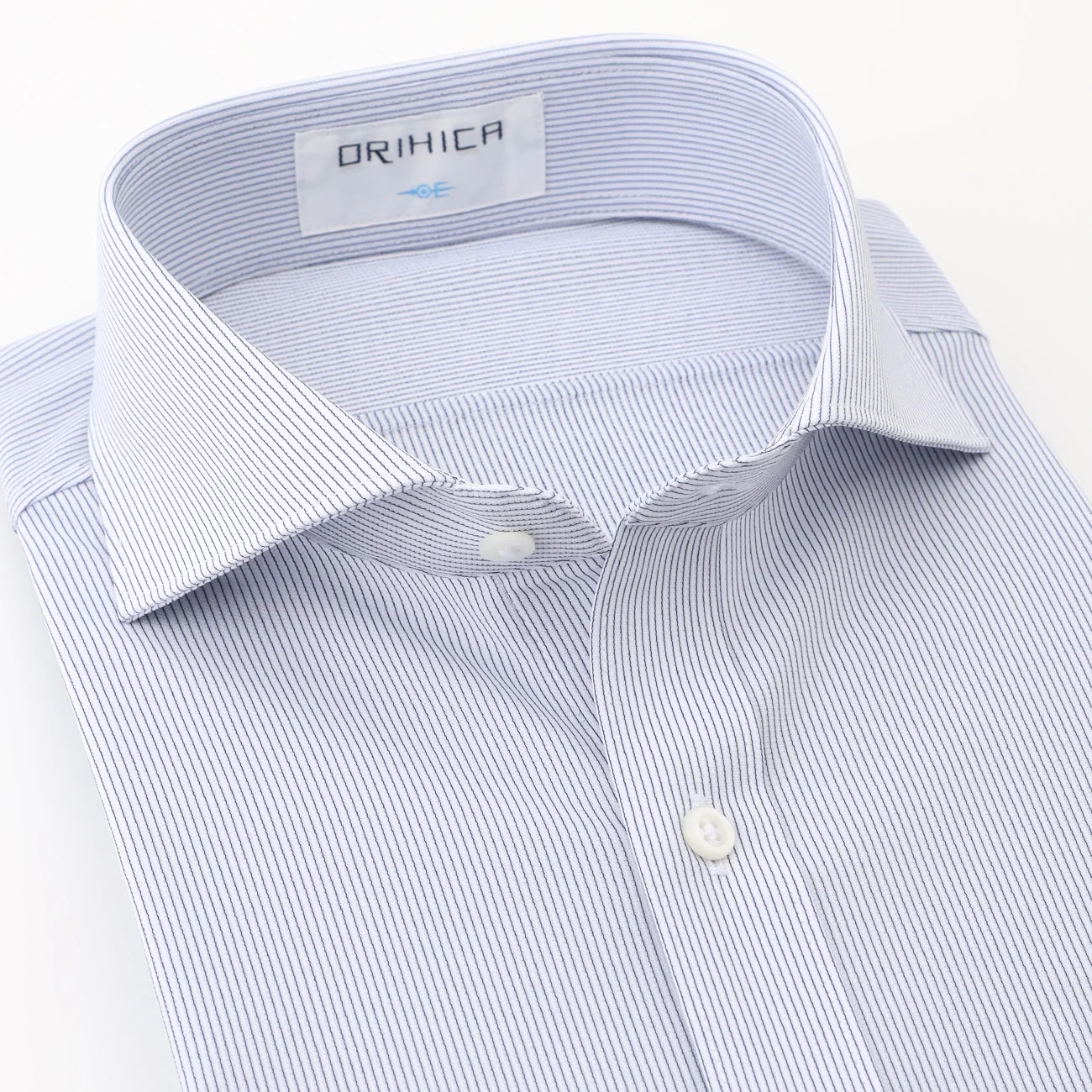 Super Non-Iron Stretch Stripe Cutaway Shirt - Navy - Image 6