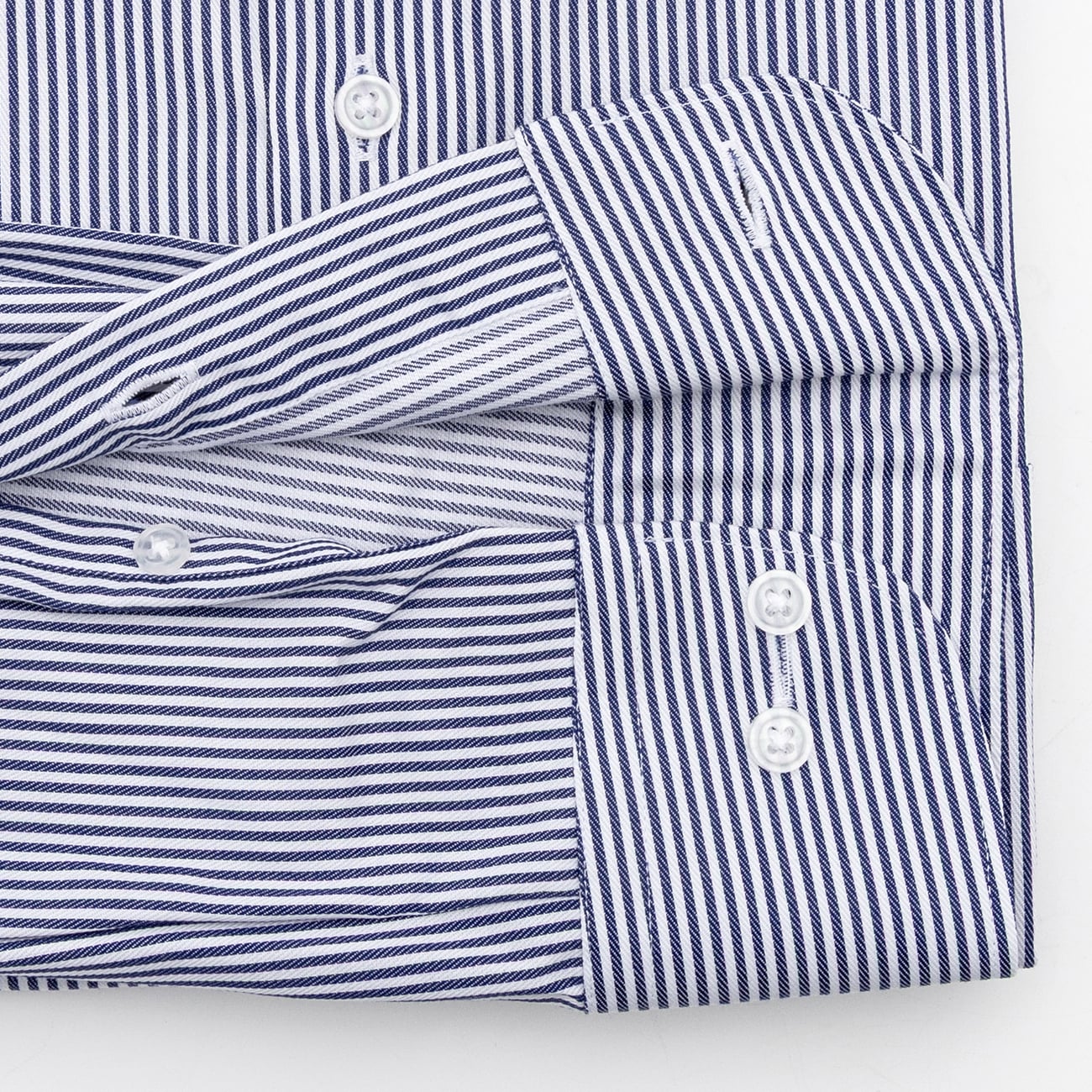 Super Non-Iron Stripe Spread Collar Shirt - Navy - Image 6