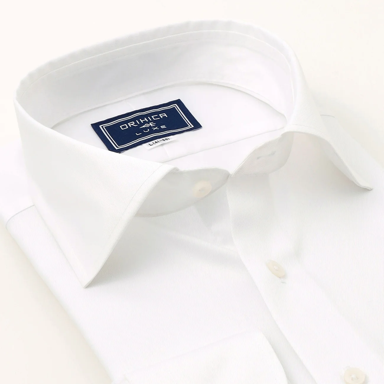 LUXE Line Cotton Spread Collar Shirt - White - Image 5