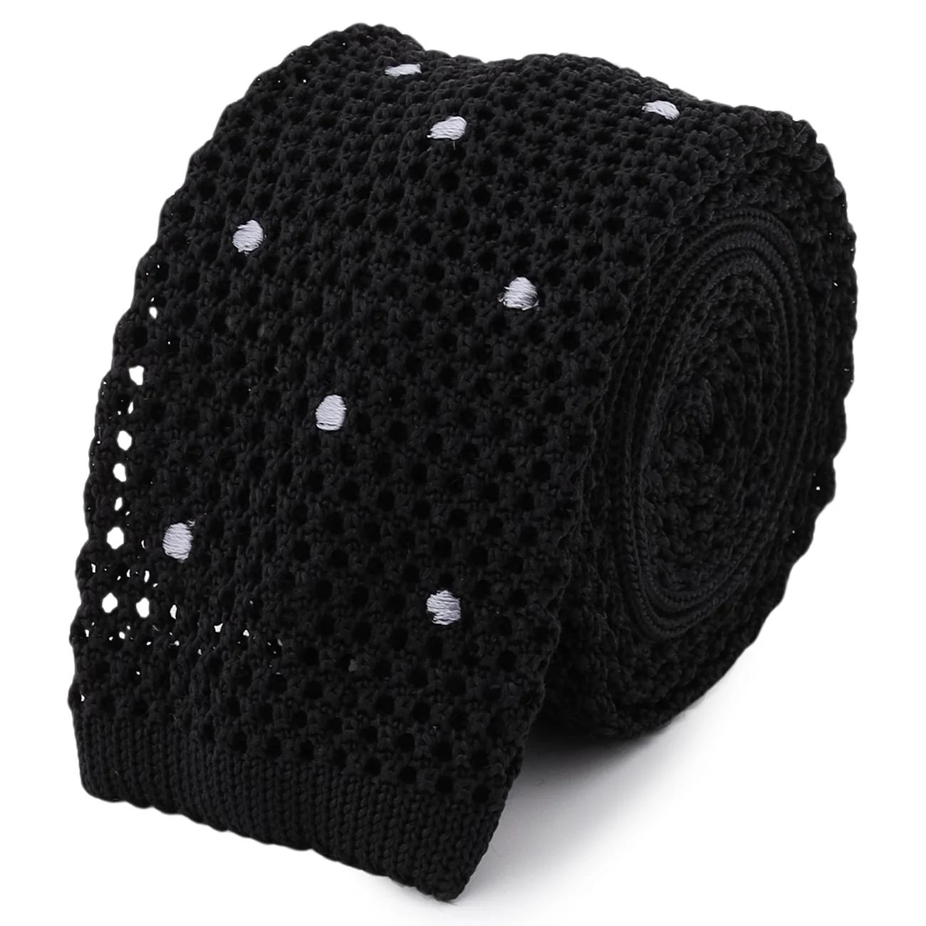 Porka Dot Knit Tie - Black